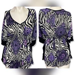Rue 21 Zebra flora batwing tunic top S